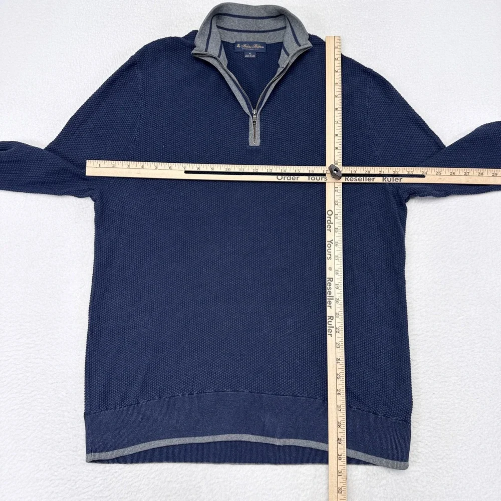 Brooks Brothers Sweater Mens Size XL Navy Blue Knit 1/4 Zip Pullover Menswear